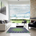 Machine Washable Transitional Green Rug in a Kitchen, wshpat2687lblu