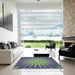 Square Patterned Green Rug in a Living Room, pat2687lblu