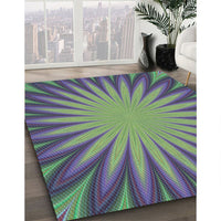 Patterned Green Rug, pat2687lblu