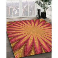 Patterned Neon Orange Rug, pat2687org