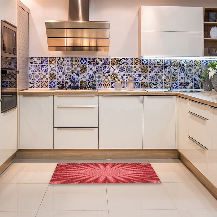 Patterned Red Rug in a Kitchen, pat2687rd