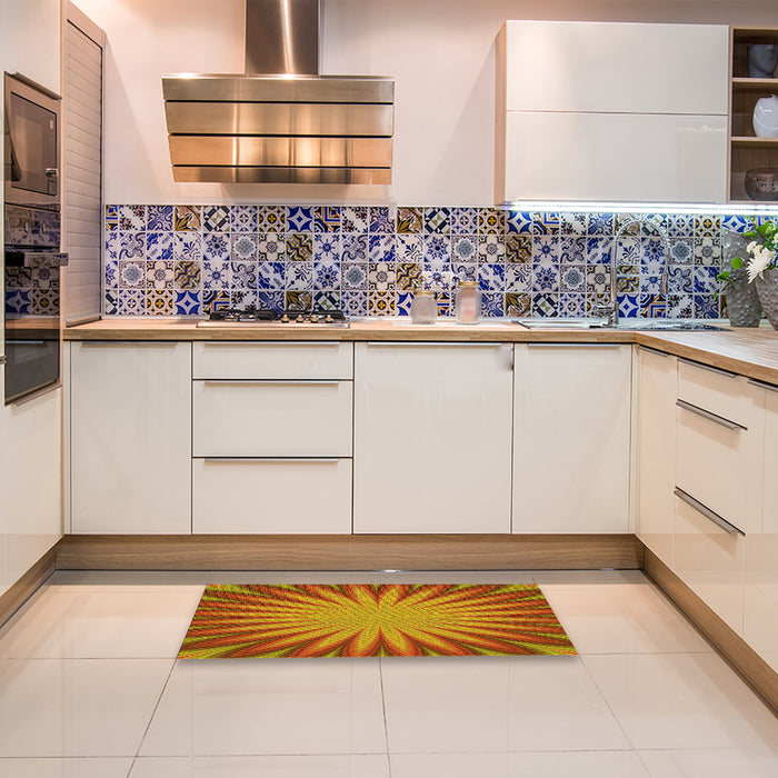 Patterned Red Rug in a Kitchen, pat2687yw