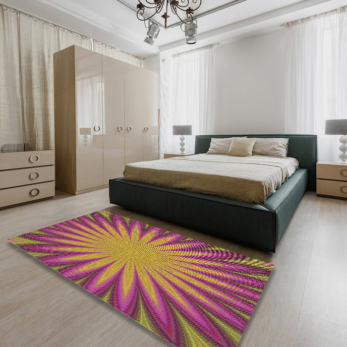 Machine Washable Transitional Gold Rug in a Bedroom, wshpat2687