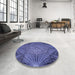 Round Patterned Light Slate Blue Rug in a Office, pat2688blu