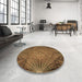 Round Patterned Red Brown Rug in a Office, pat2688brn