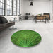 Round Patterned Deep Emerald Green Rug in a Office, pat2688grn