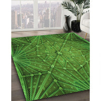 Patterned Deep Emerald Green Rug, pat2688grn