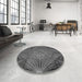 Round Patterned Gray Rug in a Office, pat2688gry