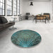 Round Patterned Charcoal Blue Rug in a Office, pat2688lblu