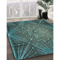 Patterned Charcoal Blue Rug, pat2688lblu