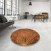 Round Patterned Neon Orange Rug in a Office, pat2688org