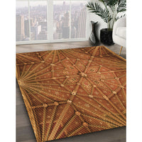 Patterned Neon Orange Rug, pat2688org