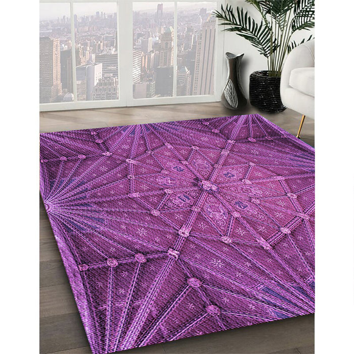 Machine Washable Transitional Dark Magenta Purple Rug in a Family Room, wshpat2688pur