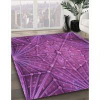 Patterned Dark Magenta Purple Rug, pat2688pur