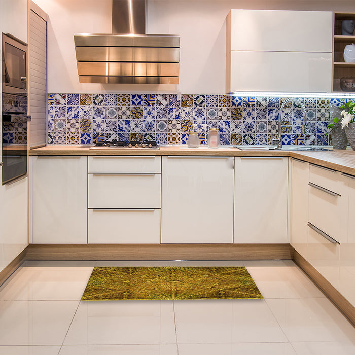 Patterned Dark Bronze Brown Rug in a Kitchen, pat2688yw