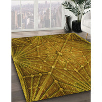 Patterned Dark Bronze Brown Rug, pat2688yw