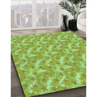 Patterned Yellow Green Rug, pat2689grn