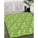 Patterned Yellow Green Rug in Family Room, pat2689grn