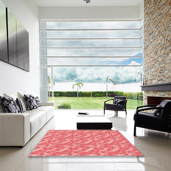 Machine Washable Transitional Light Coral Pink Rug in a Kitchen, wshpat2689rd