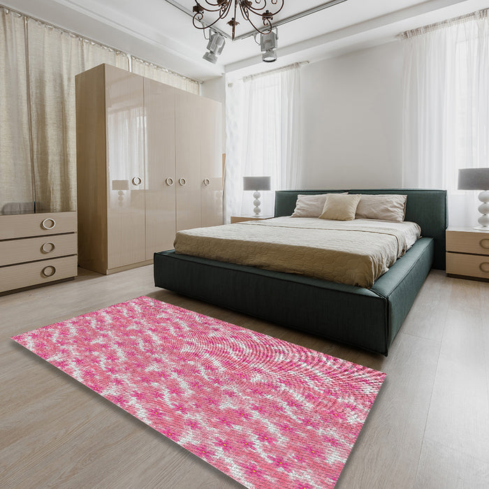 Patterned Pink Novelty Rug in a Bedroom, pat2689
