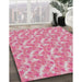 Patterned Pink Novelty Rug in Family Room, pat2689