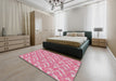 Machine Washable Transitional Pink Rug in a Bedroom, wshpat2689