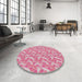 Round Patterned Pink Novelty Rug in a Office, pat2689