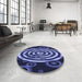 Round Patterned Light Slate Blue Rug in a Office, pat269blu