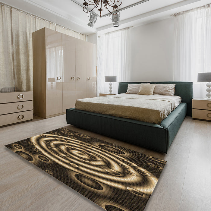 Patterned Copper Brown Rug in a Bedroom, pat269brn