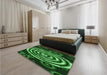 Patterned Dark Forest Green Rug in a Bedroom, pat269grn