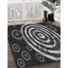 Patterned Charcoal Black Rug in Family Room, pat269gry