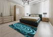 Patterned Dark Turquoise Green Rug in a Bedroom, pat269lblu