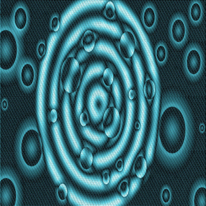 Round Patterned Dark Turquoise Green Rug, pat269lblu