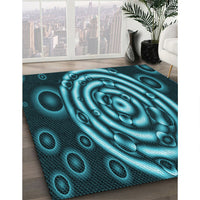 Patterned Dark Turquoise Green Rug, pat269lblu