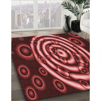 Patterned Maroon Red Rug, pat269rd