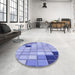 Round Patterned Pastel Blue Rug in a Office, pat2690blu