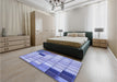 Patterned Pastel Blue Rug in a Bedroom, pat2690blu