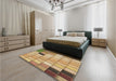 Patterned Yellow Orange Rug in a Bedroom, pat2690brn