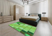 Patterned Emerald Green Rug in a Bedroom, pat2690grn