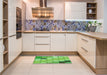 Patterned Emerald Green Rug in a Kitchen, pat2690grn