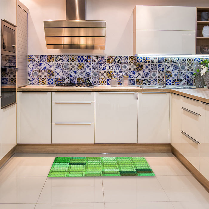 Patterned Emerald Green Rug in a Kitchen, pat2690grn