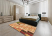 Patterned Yellow Orange Rug in a Bedroom, pat2690org