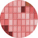 Square Patterned Pastel Pink Rug, pat2690rd