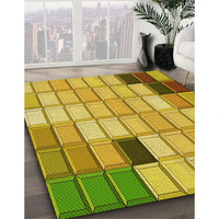 Patterned Bright Gold Yellow Rug, pat2690yw