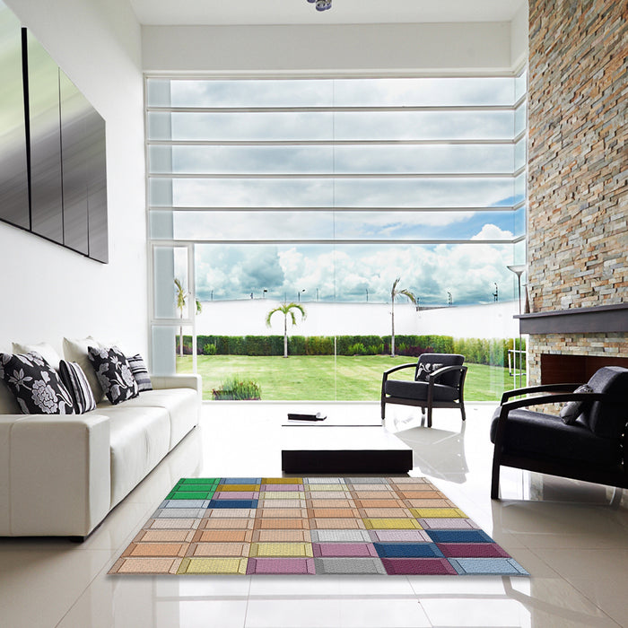 Square Machine Washable Transitional Desert Sand Beige Rug in a Living Room, wshpat2690