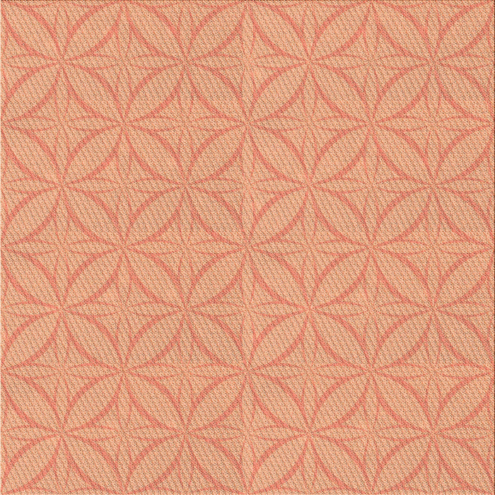 Round Patterned Bright Orange Rug, pat2691org