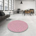 Round Machine Washable Transitional Purple Pink Rug in a Office, wshpat2691