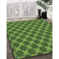 Patterned Dark Forest Green Rug, pat2692grn