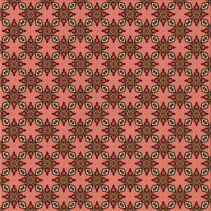 Round Patterned Orange Rug, pat2692org