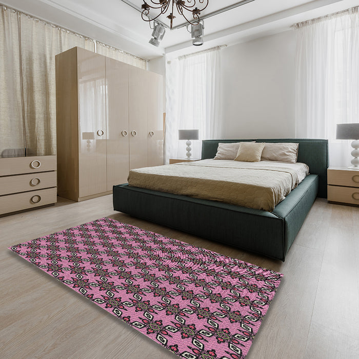 Patterned Pink Novelty Rug in a Bedroom, pat2692